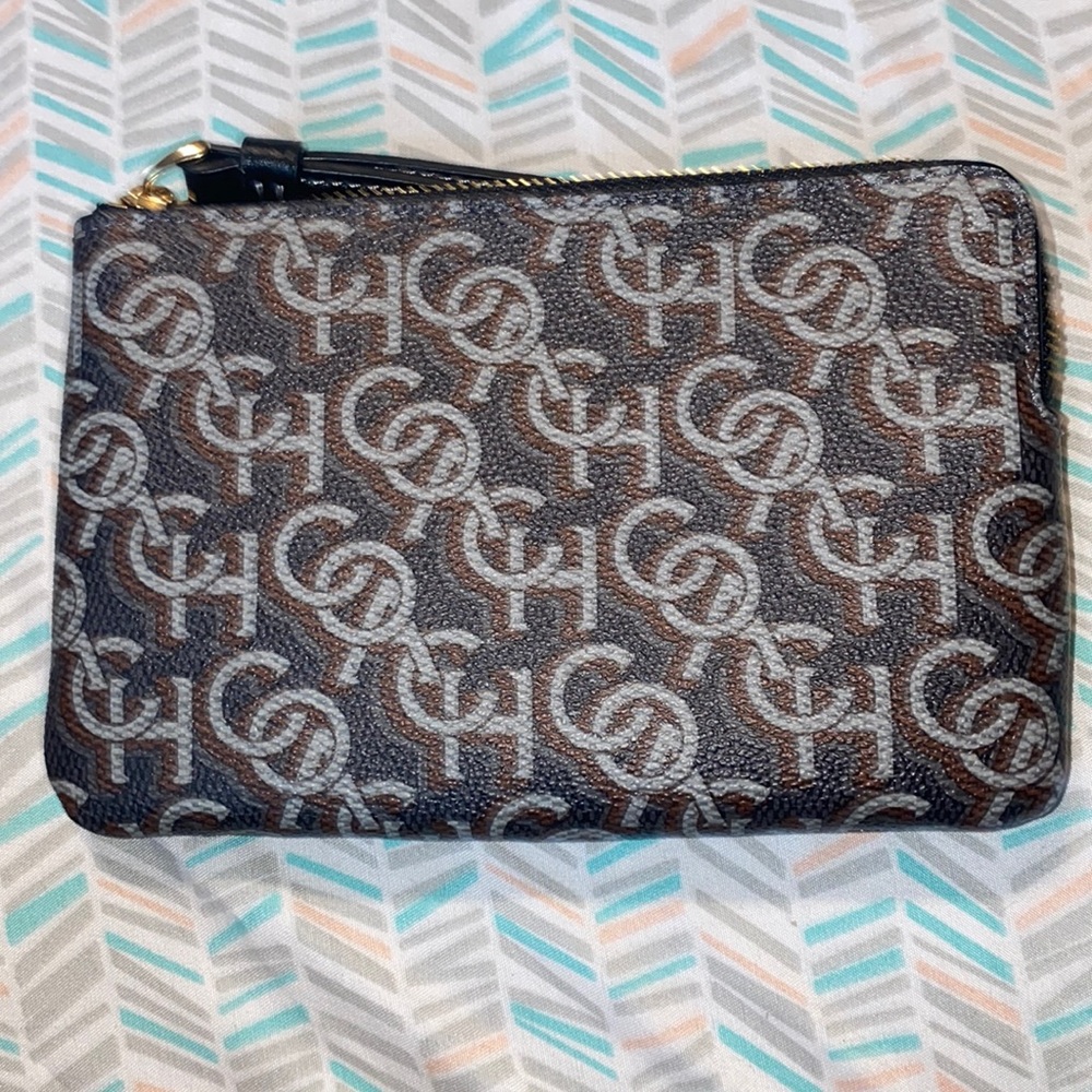 Coach Corner Zip Wristlet With Coach Monogram Print